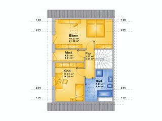 Fertighaus Haus 088 - Var. 008 von Langstein Immobilien Ausbauhaus ab 129141€, Satteldach-Klassiker Grundriss 1