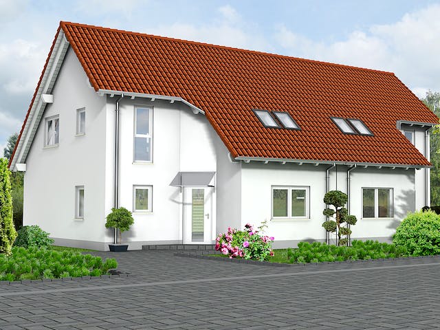 Fertighaus Haus 094 - Var. 018 von Langstein Immobilien Ausbauhaus ab 155777€, Satteldach-Klassiker Außenansicht 1