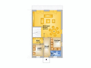 Fertighaus Haus 095 - Var. 018 von Langstein Immobilien Ausbauhaus ab 162419€, Stadtvilla Grundriss 1