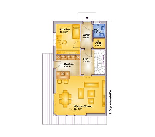 Fertighaus Haus 097 - Var. 037 von Langstein Immobilien Ausbauhaus ab 186084€, Stadtvilla Grundriss 1