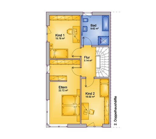 Fertighaus Haus 097 - Var. 037 von Langstein Immobilien Ausbauhaus ab 186084€, Stadtvilla Grundriss 2