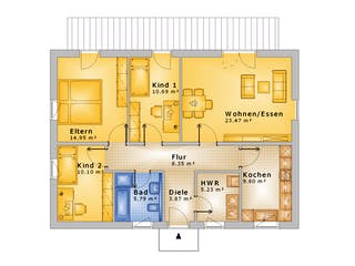 Fertighaus Haus 104 - Var. 001 von Langstein Immobilien Ausbauhaus ab 124295€, Bungalow Grundriss 1