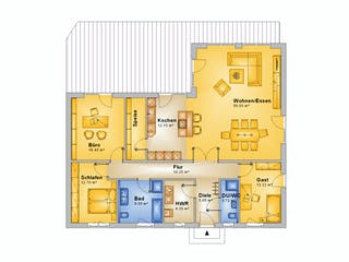 Fertighaus Haus 118 - Var. 026 von Langstein Immobilien Ausbauhaus ab 190566€, Bungalow Grundriss 1