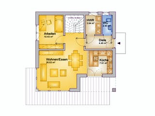 Fertighaus Haus 119 - Var. 036 von Langstein Immobilien Ausbauhaus ab 152793€, Stadtvilla Grundriss 1