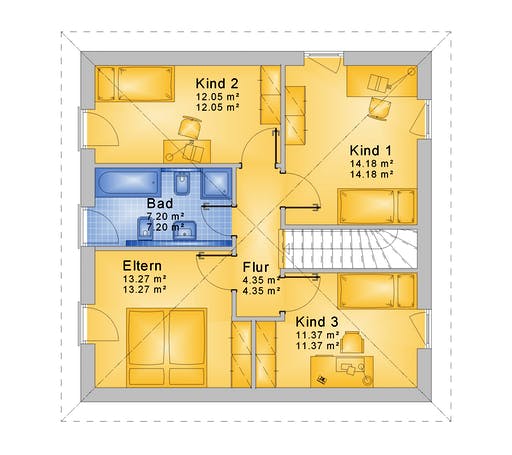 Fertighaus Haus 121 - Var. 001 von Langstein Immobilien Ausbauhaus ab 169223€, Stadtvilla Grundriss 2