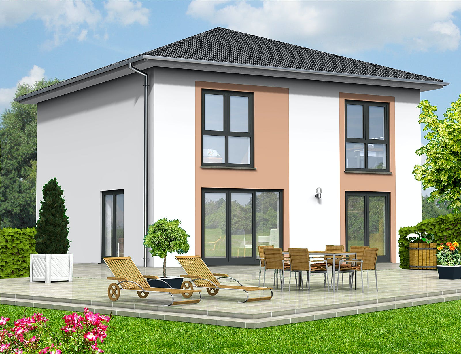 Fertighaus Haus 123 - Var. 015 von Langstein Immobilien Ausbauhaus ab 186759€, Stadtvilla Außenansicht 1