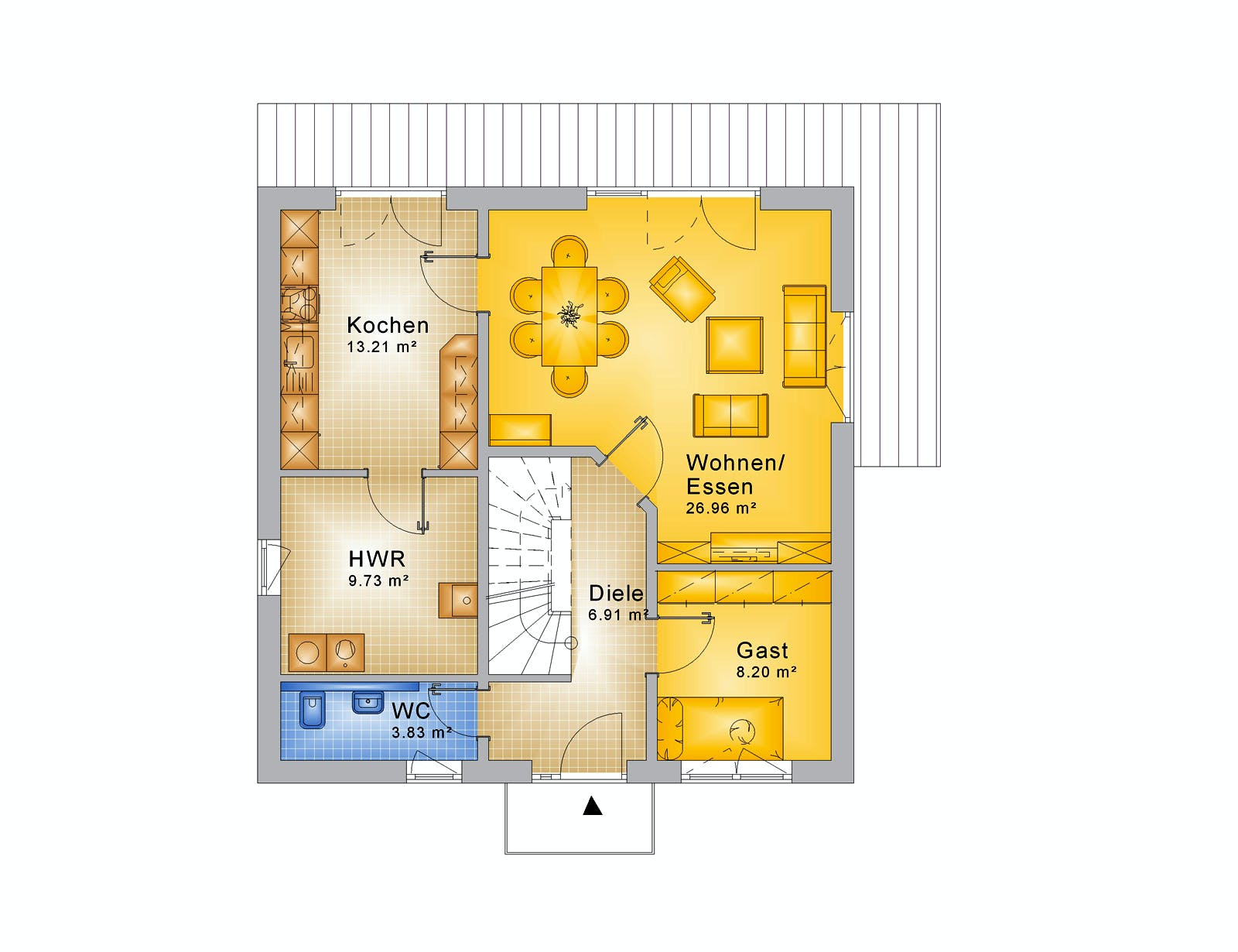 Fertighaus Haus 123 - Var. 015 von Langstein Immobilien Ausbauhaus ab 186759€, Stadtvilla Grundriss 1