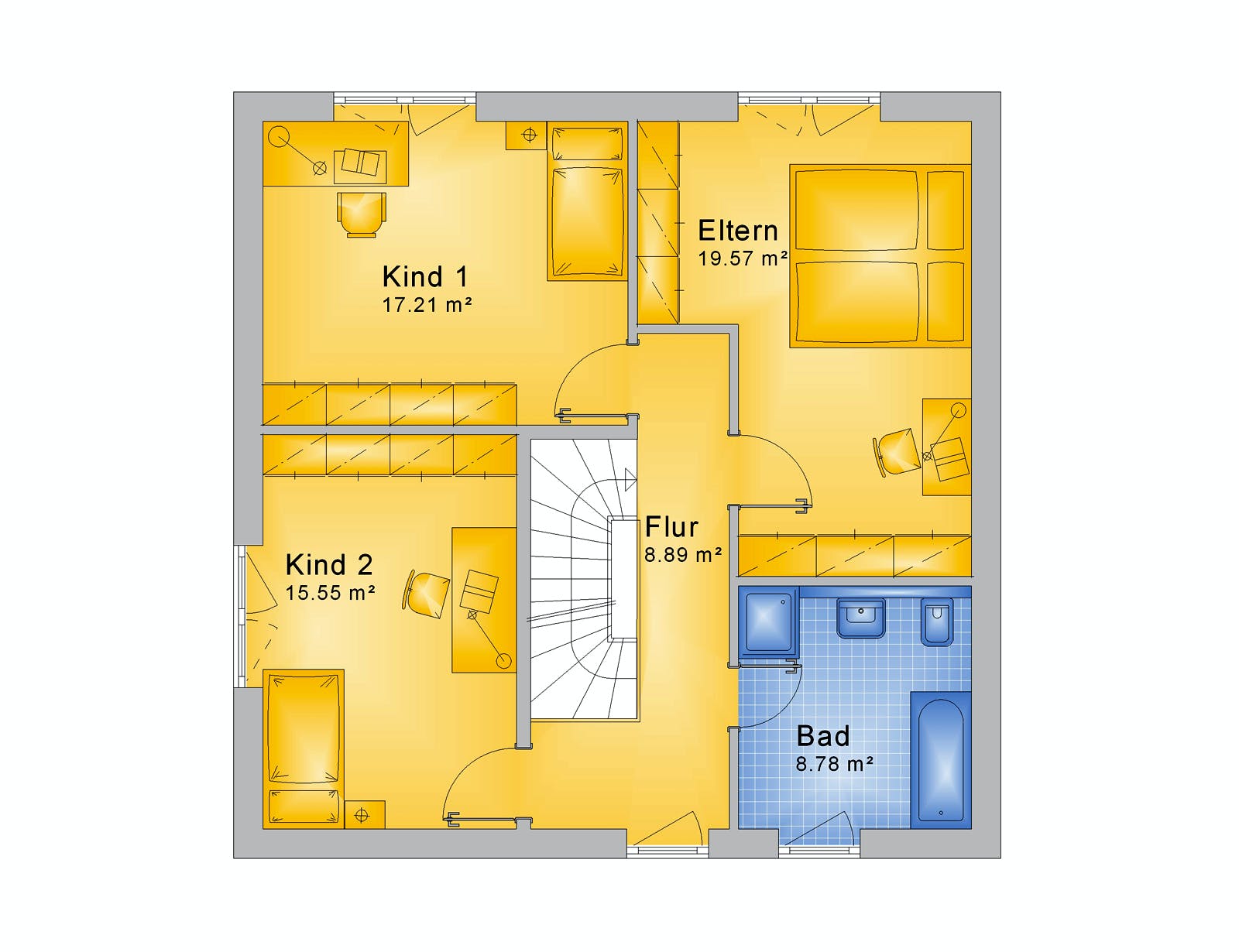 Fertighaus Haus 123 - Var. 015 von Langstein Immobilien Ausbauhaus ab 186759€, Stadtvilla Grundriss 2