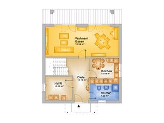 Fertighaus Haus 127 - Var. 007 von Langstein Immobilien Ausbauhaus ab 216000€, Stadtvilla Grundriss 1