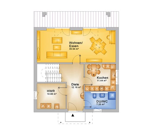 Fertighaus Haus 127 - Var. 007 von Langstein Immobilien Ausbauhaus ab 216000€, Stadtvilla Grundriss 1