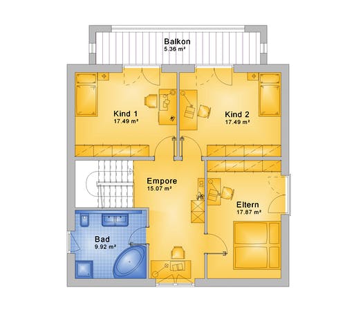 Fertighaus Haus 127 - Var. 007 von Langstein Immobilien Ausbauhaus ab 216000€, Stadtvilla Grundriss 2