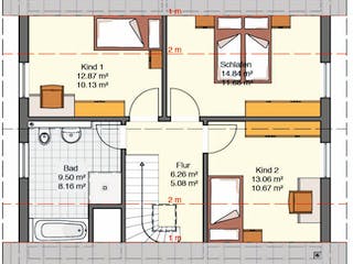 Fertighaus Lara von Zimmermann Haus, Satteldach-Klassiker Grundriss 1