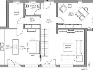 Fertighaus LaStructura Cubus - Passivhaus von FischerHaus Ausbauhaus ab 177830€, Cubushaus Grundriss 1
