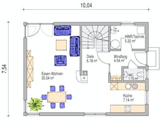 Fertighaus Laupheim von Iller-Haus Schlüsselfertig ab 188900€, Satteldach-Klassiker Grundriss 2