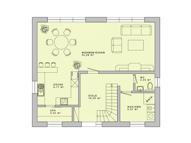 Massivhaus Familyhaus 130 von Lechner Massivhaus, Satteldach-Klassiker Grundriss 1 Massivhaus Familyhaus 130 von Lechner Massivhaus, Satteldach-Klassiker Grundriss 1