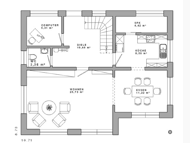 Massivhaus Familyhaus 140 von Lechner Massivhaus, Satteldach-Klassiker Grundriss 1