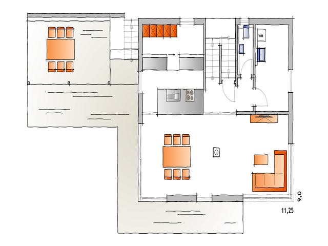 Fertighaus Haus Martin von Leitsch Haus, Pultdachhaus Grundriss 1