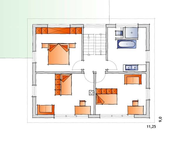 Fertighaus Haus Martin von Leitsch Haus, Pultdachhaus Grundriss 2