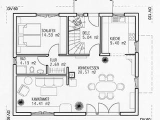 Fertighaus Lemberg von Keitel-Haus, Satteldach-Klassiker Grundriss 1