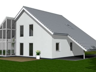 Fertighaus Leon 168 von Klaus Kowalski Immobilien, Satteldach-Klassiker Außenansicht 2