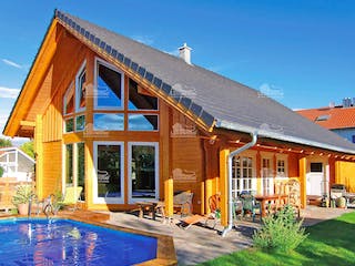 Blockhaus Adria von LéonWood® Holz-Blockhaus Bausatzhaus ab 127934€, Blockhaus Außenansicht 1