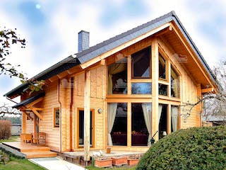 Blockhaus Adria von LéonWood® Holz-Blockhaus Bausatzhaus ab 127934€, Blockhaus Außenansicht 2