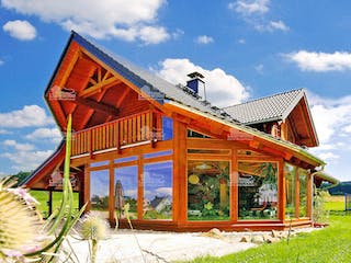 Blockhaus Alicante von LéonWood® Holz-Blockhaus Bausatzhaus ab 164147€, Blockhaus Außenansicht 1