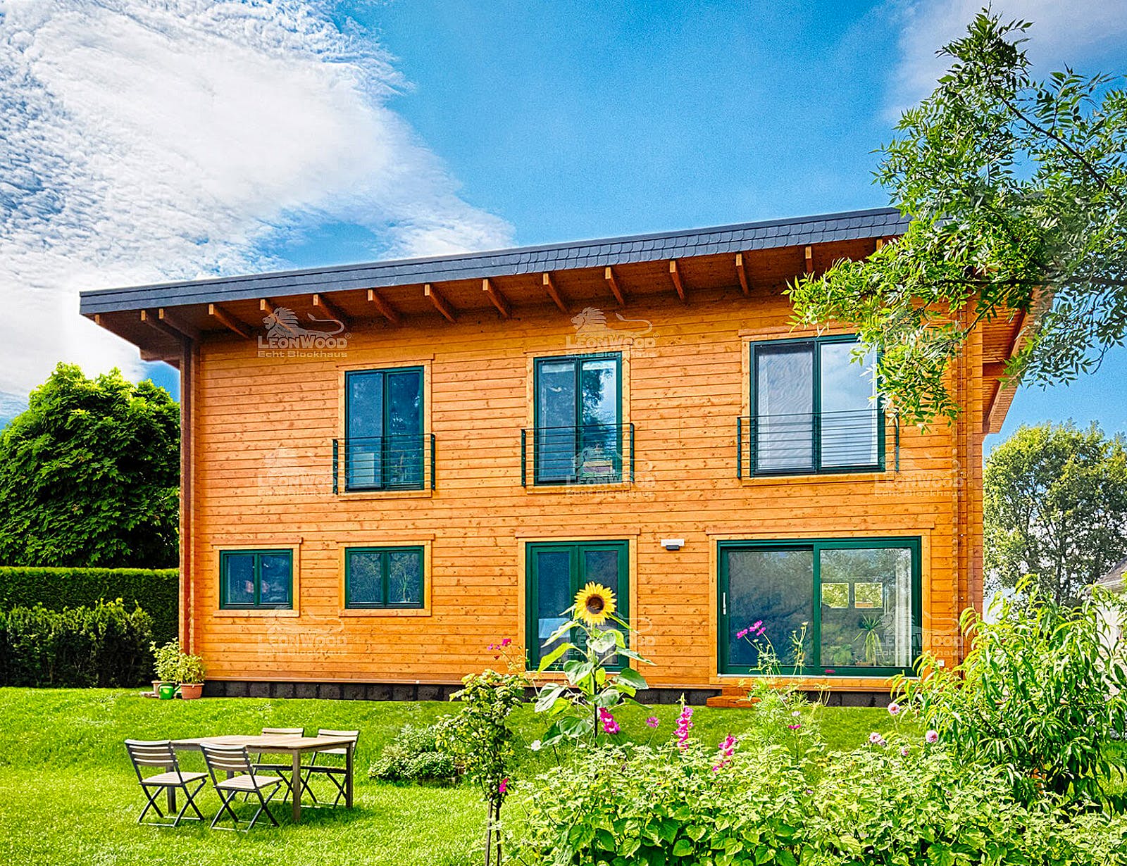 Blockhaus Alpina One von LéonWood Holz-Blockhaus Bausatzhaus ab 140180€, Blockhaus Außenansicht 1
