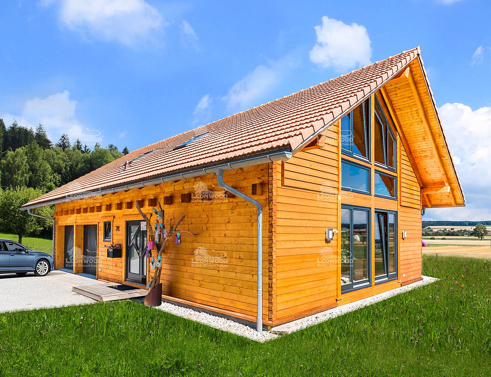 Blockhaus Ancona von LéonWood Holz-Blockhaus Bausatzhaus ab 184020€, Blockhaus Außenansicht 1