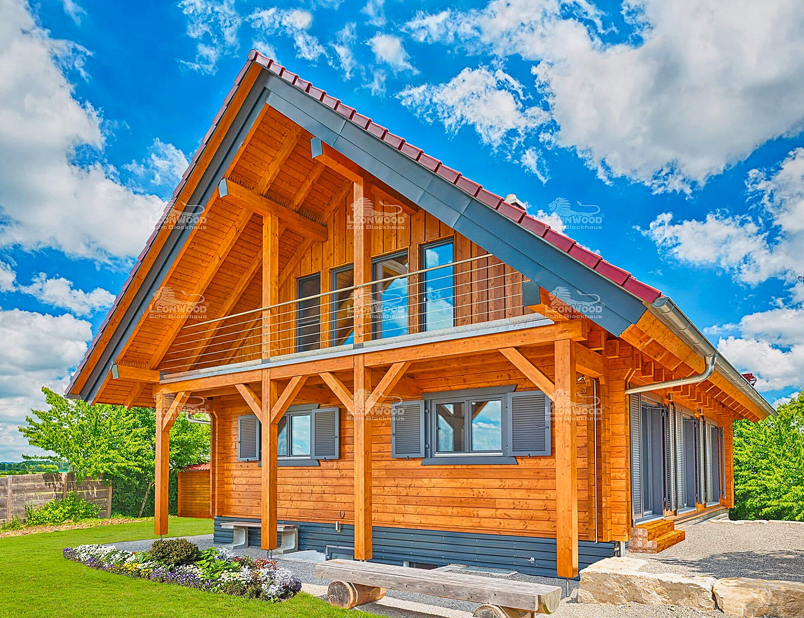 Blockhaus Classic 150 von LéonWood® Holz-Blockhaus Bausatzhaus ab 156365€, Blockhaus Außenansicht 1