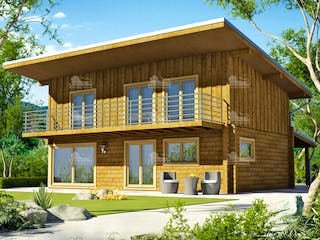 Blockhaus Cubus 130 von LéonWood® Holz-Blockhaus Bausatzhaus ab 151798€, Blockhaus Außenansicht 2