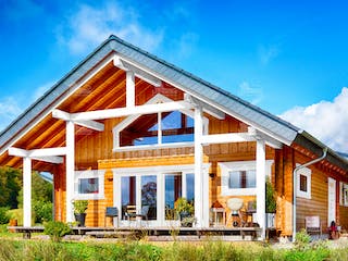 Blockhaus Espoo 108 von LéonWood® Holz-Blockhaus Bausatzhaus ab 150567€, Blockhaus Außenansicht 1