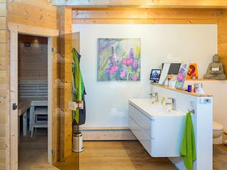 Blockhaus Espoo 108 von LéonWood® Holz-Blockhaus Bausatzhaus ab 150567€, Blockhaus Innenansicht 7