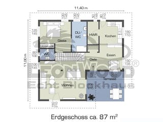 Blockhaus Falcon Grey von LéonWood® Holz-Blockhaus Bausatzhaus ab 193293€, Blockhaus Grundriss 1