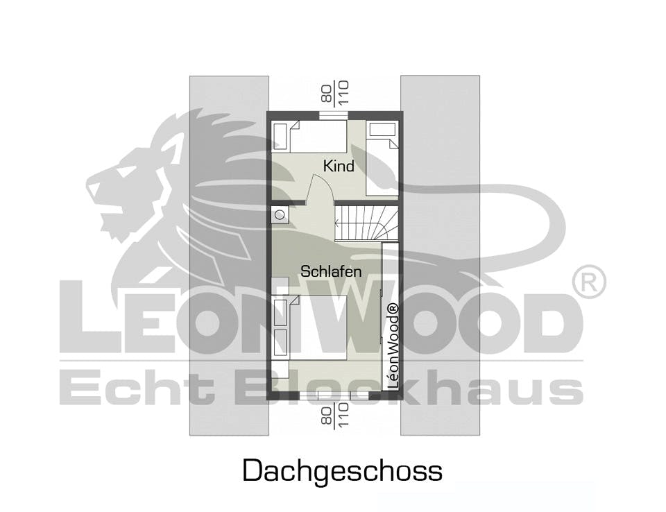 Blockhaus Finny von LéonWood® Holz-Blockhaus Bausatzhaus ab 68771€, Blockhaus Grundriss 2