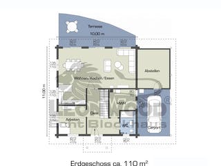 Blockhaus Lapin Kulta von LéonWood® Holz-Blockhaus Bausatzhaus ab 195802€, Blockhaus Grundriss 1