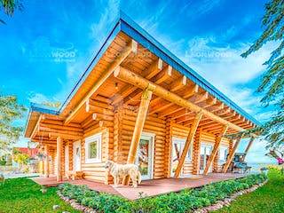 Blockhaus Mikado bel Etage von LéonWood® Holz-Blockhaus Bausatzhaus ab 156532€, Blockhaus Außenansicht 1