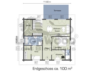 Blockhaus Victoria von LéonWood® Holz-Blockhaus Bausatzhaus ab 107900€, Blockhaus Grundriss 1