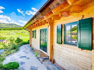 Blockhaus Vikkinghus von LéonWood® Holz-Blockhaus Bausatzhaus ab 153900€, Blockhaus Außenansicht 4