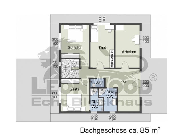 Blockhaus Villa Siena von LéonWood® Holz-Blockhaus Bausatzhaus ab 202283€, Blockhaus Grundriss 2