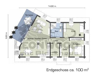Blockhaus Westwind von LéonWood® Holz-Blockhaus Bausatzhaus ab 131708€, Blockhaus Grundriss 1