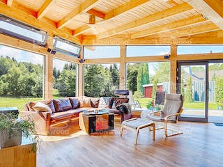 Blockhaus Westwind von LéonWood® Holz-Blockhaus Bausatzhaus ab 131708€, Blockhaus Innenansicht 1