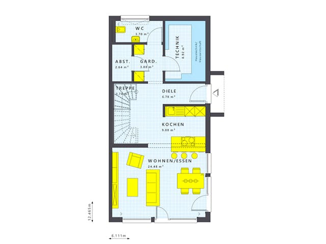 Fertighaus SOLUTION 125 XL V4 von Living Fertighaus Schlüsselfertig ab 448522€, Satteldach-Klassiker Grundriss 1