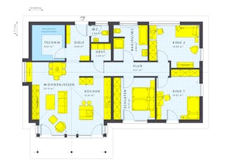 Fertighaus SOLUTION 110 V2 von Living Fertighaus Schlüsselfertig ab 320325€, Bungalow Grundriss 1