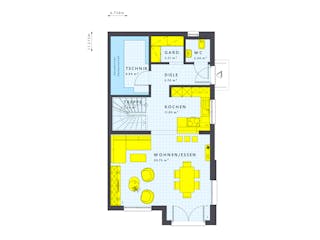 Fertighaus SOLUTION 124 V3 von Living Fertighaus Schlüsselfertig ab 340812€, Satteldach-Klassiker Grundriss 1