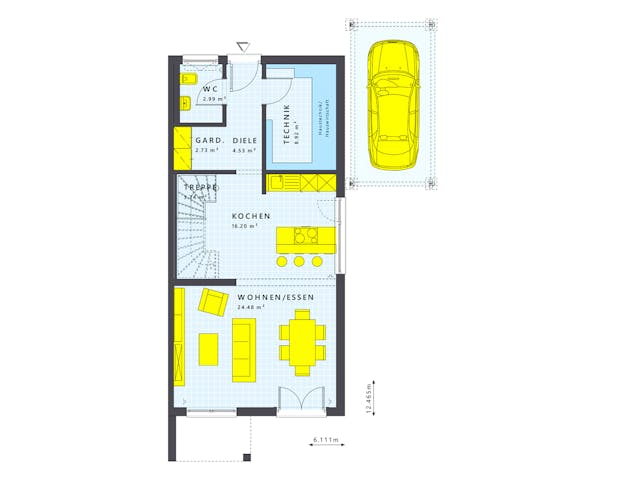 Fertighaus SOLUTION 125 V3 von Living Fertighaus Schlüsselfertig ab 350140€, Satteldach-Klassiker Grundriss 1