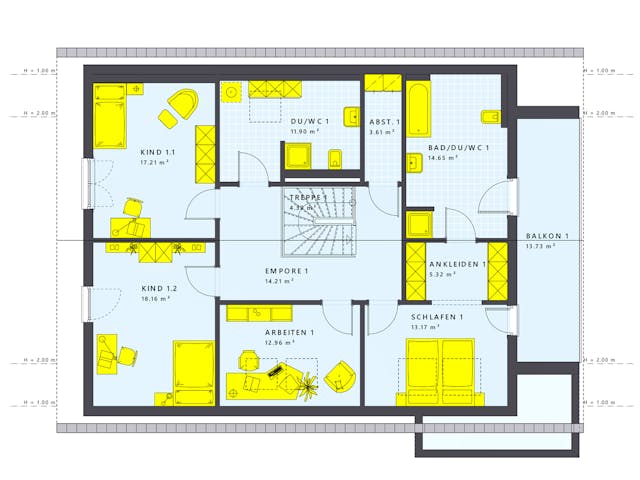 Fertighaus SOLUTION 230 V2 von Living Fertighaus Schlüsselfertig ab 632413€, Satteldach-Klassiker Grundriss 1