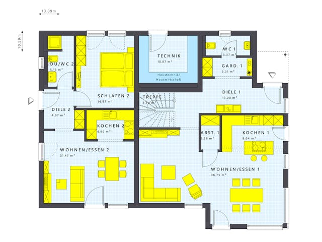 Fertighaus SOLUTION 230 V2 von Living Fertighaus Schlüsselfertig ab 540527€, Satteldach-Klassiker Grundriss 2