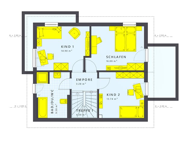 Fertighaus SUNSHINE 125 V5 von Living Fertighaus Schlüsselfertig ab 301963€, Satteldach-Klassiker Grundriss 2