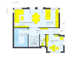 Fertighaus SUNSHINE 125 V6 von Living Fertighaus Schlüsselfertig ab 328217€, Stadtvilla Grundriss 1